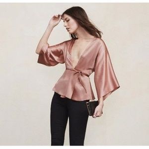 Reformation silk kimono wrap top
